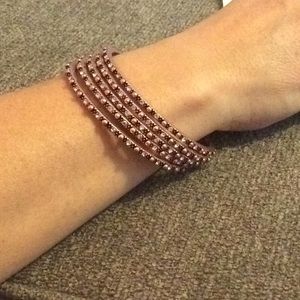 Rose gold and rhinestone bangle bracelet set of 5